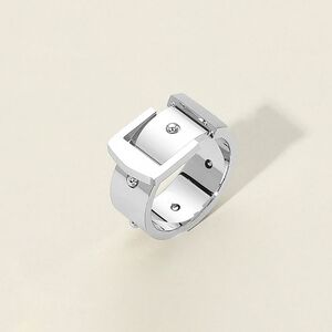 Silver Belt Size 7 Stainless Steel Ring Finger Accessory Casual Jewelry Buckle